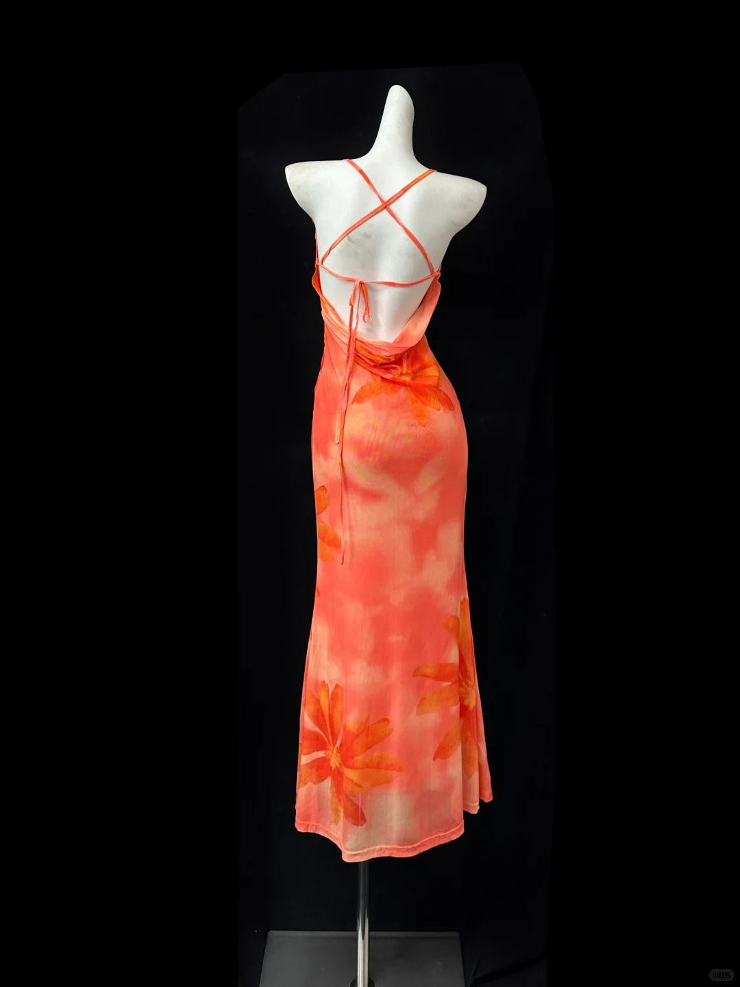 Stunning Women Dress Spaghetti Straps Backless Print Vacation Dress Birthday Party Outfits    D2749