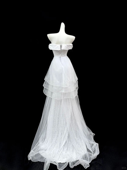Gorgeous Prom Dress A Line V-neck Sequins Tulle Evening Dress Gala Dress  D2751