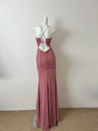 Beauty Women Dress Sweetheart Pleated Long Vacation Dress Birthday Party Dress  D2754