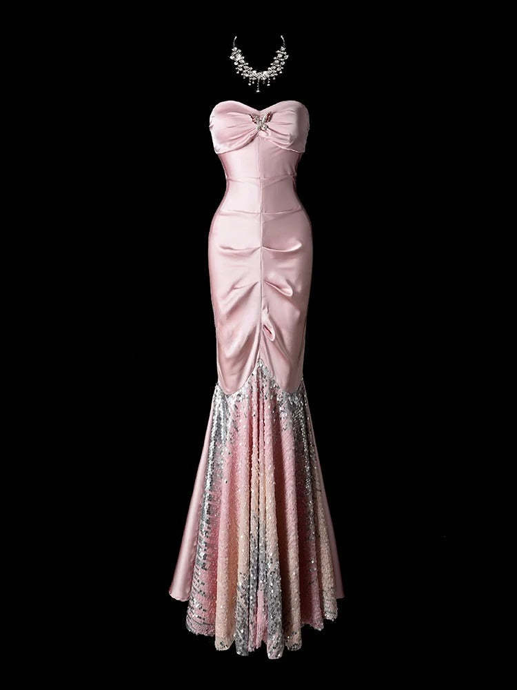 Sweet Prom Dress Sweetheart Pleated Mermaid Evening Dress Gala Dress Party Dress  D2773