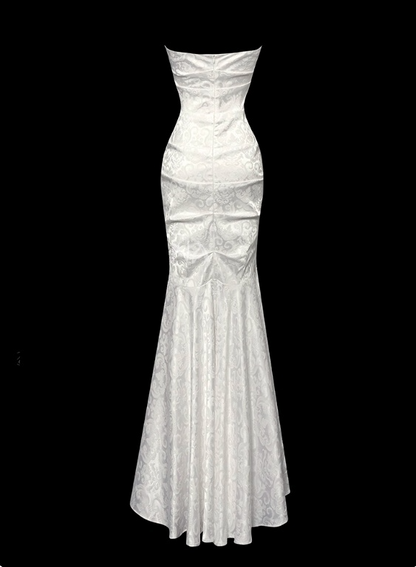 Elegant Prom Dress Strapless Pleated Print Mermaid Gala Dress Evening Dress Prom Gown   D2782