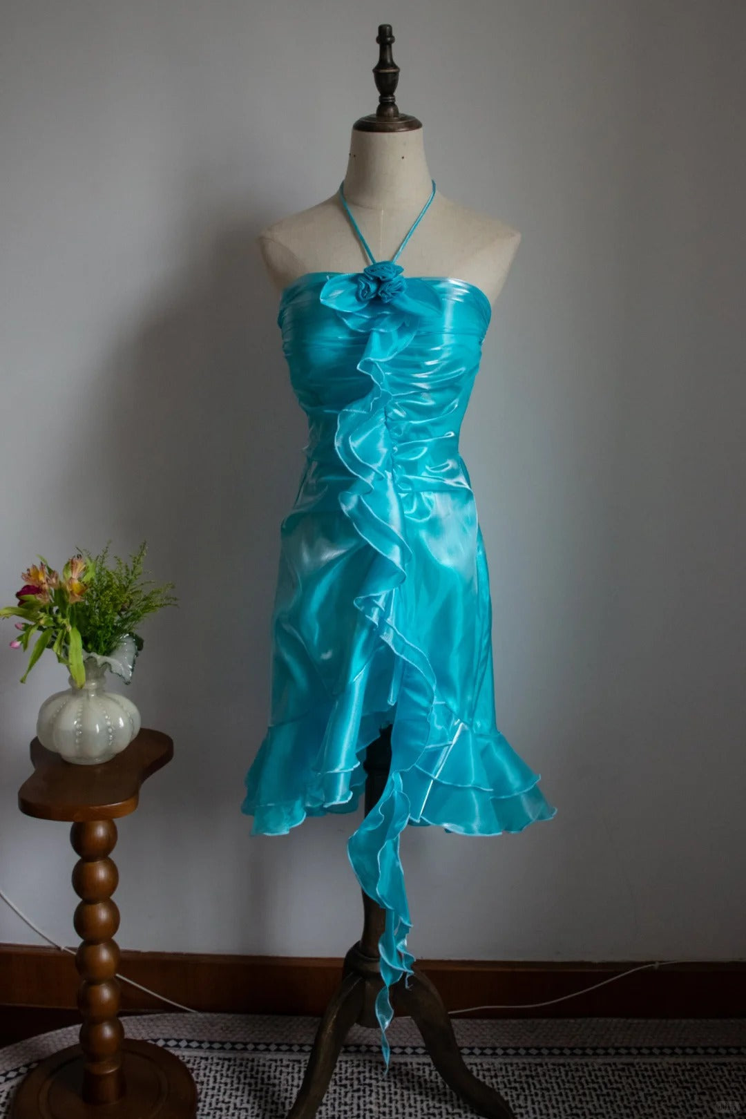 Stunning Prom Dress Halter Ruffle Evening Dress Gala Dress Birthday Party Dress   D2801