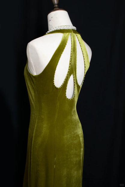 Gorgeous Prom Dress V-neck Pearl Birthday Party Dress Evening Dress Gala Dress    D2803