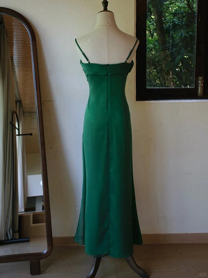 Elegant Prom Dress Spaghetti Straps Pleated Gala Dress Birthday Party Dress Evening Dress    D2809