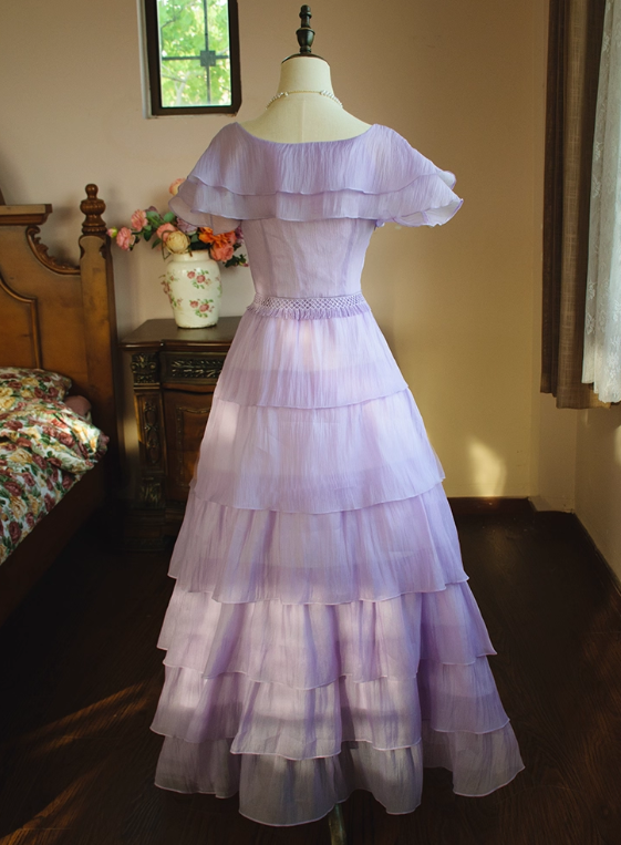 Beauty Prom Dress A Line Crew Neck Tiered Birthday Party Dress Evening Dress Gala Dress  D2813
