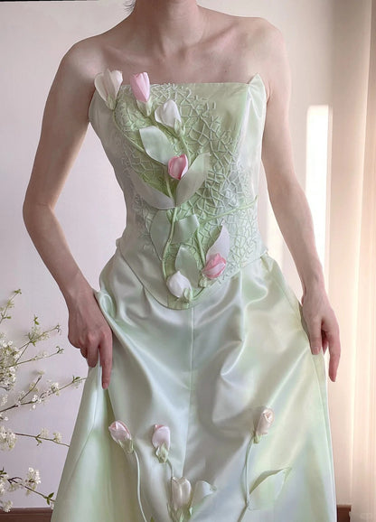 Elegant Prom Dress A Line Strapless Birthday Party Dress Evening Dress Gala Dress  D2815