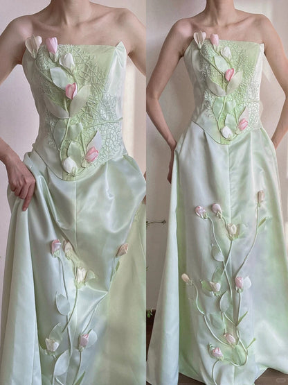 Elegant Prom Dress A Line Strapless Birthday Party Dress Evening Dress Gala Dress  D2815