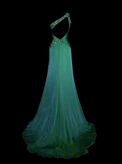 Gorgeous Prom Dress One Shoulder Backless Pleated Evening Dress Gala Dress  D2827