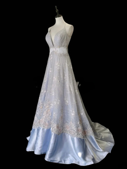 Charming Prom Dress A Line V-neck Backless Evening Dress Gala Dress  D2828