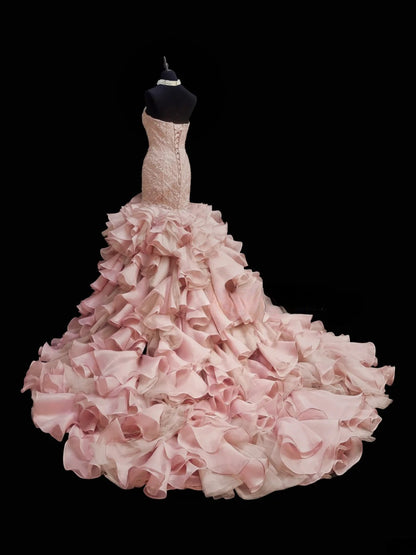 Sweet Prom Dress Sweetheart Ruffle Tiered Mermaid Evening Dress Gala Dress  D2829