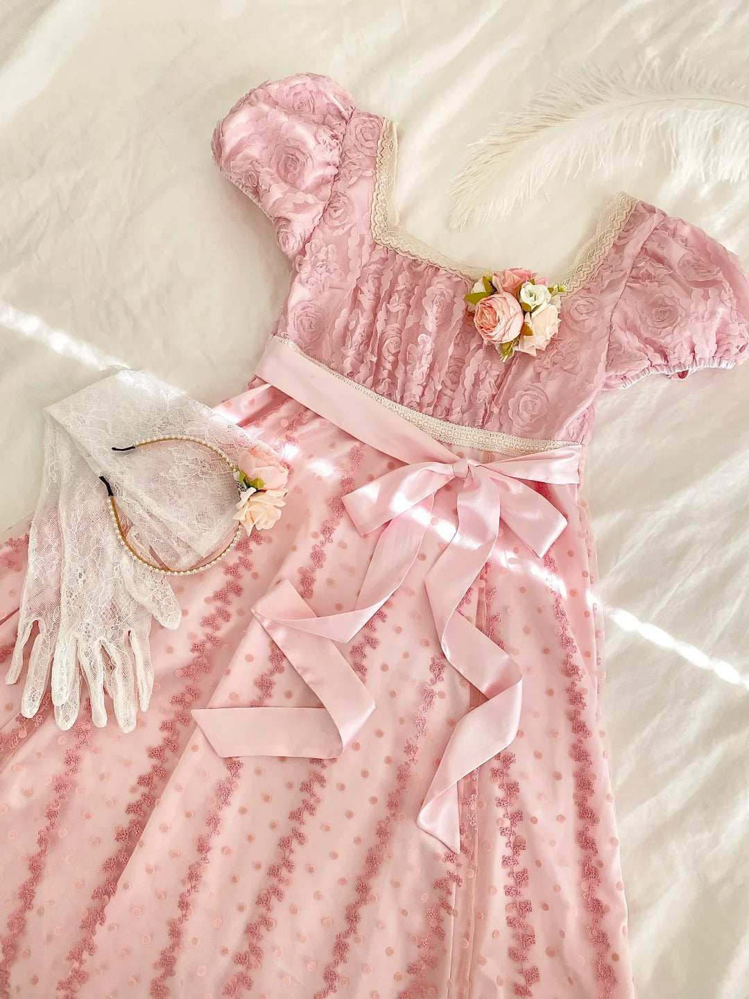Sweet Prom Dress A Line Square Neck Floral Birthday Party Dress Evening Dress  D2849