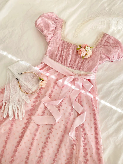Sweet Prom Dress A Line Square Neck Floral Birthday Party Dress Evening Dress  D2849
