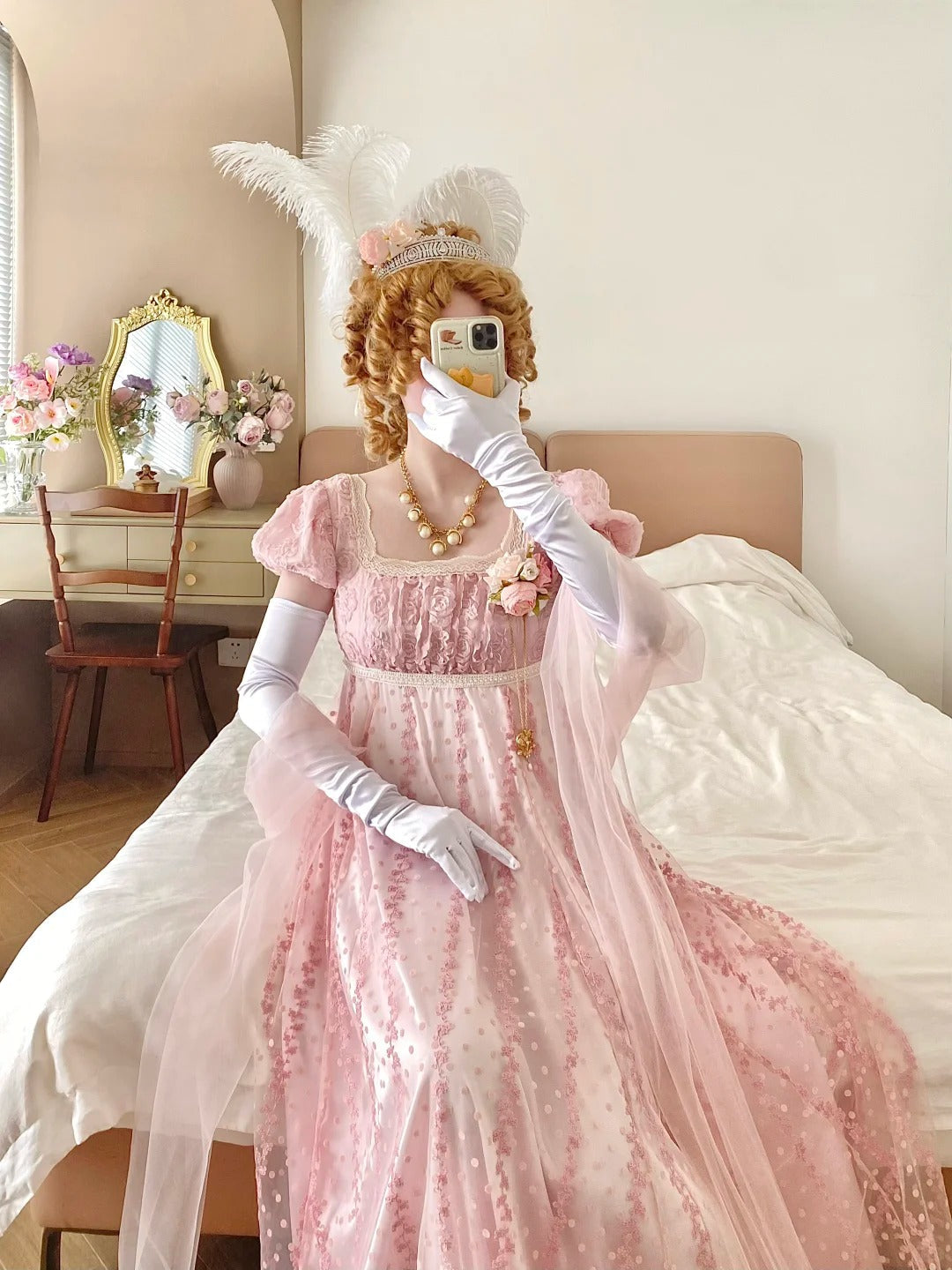 Sweet Prom Dress A Line Square Neck Floral Birthday Party Dress Evening Dress  D2849