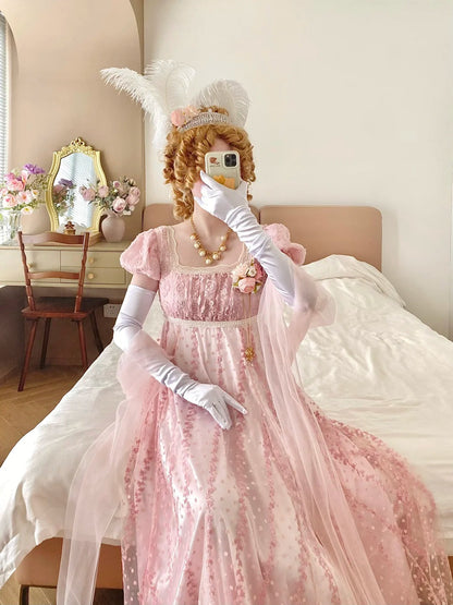Sweet Prom Dress A Line Square Neck Floral Birthday Party Dress Evening Dress  D2849
