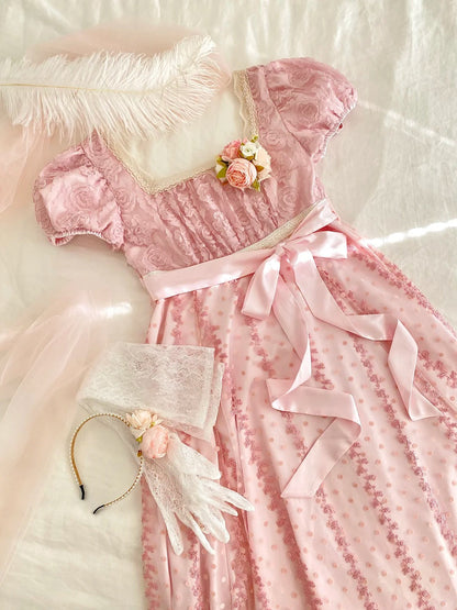 Sweet Prom Dress A Line Square Neck Floral Birthday Party Dress Evening Dress  D2849