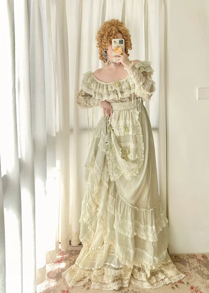 Elegant Prom Dress Off Shoulder Pleated Lace Birthday Party Dress Evening Dress   D2850