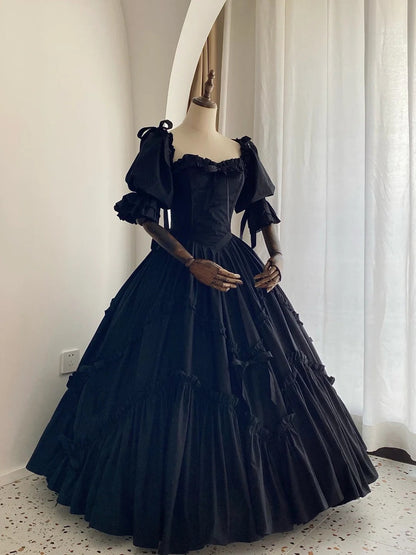 Stunning Prom Dress Black Square Neck Pleated Evening Dress Ball Gown Birthday Party Dress    D2853