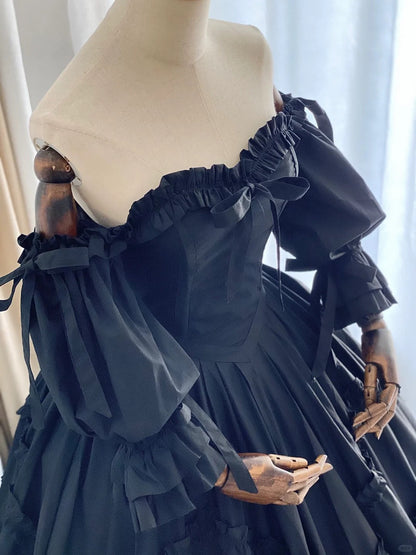 Stunning Prom Dress Black Square Neck Pleated Evening Dress Ball Gown Birthday Party Dress    D2853