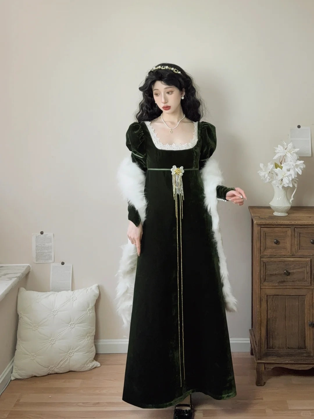 Elegant Prom Dress Velvet A Line Square Neck Evening Dress Gala Dress    D2855