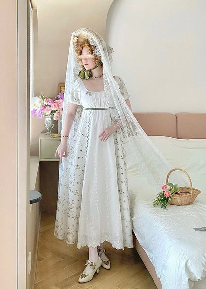 Sweet Summer Dress A Line Square Neck Pleated Women Dress Date Dress   D2862