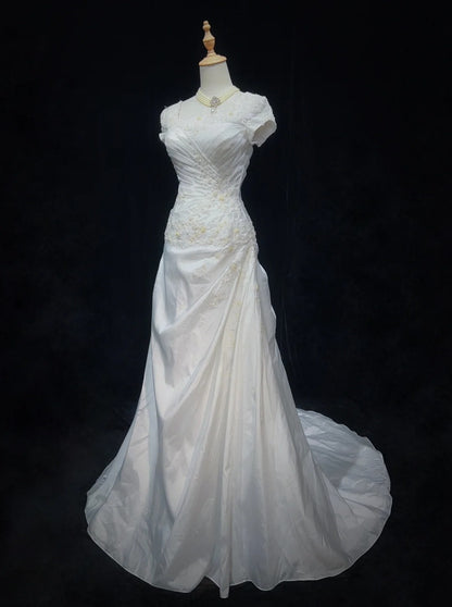 Beauty A Line Square Neck Pleated Wedding Dress    D2893