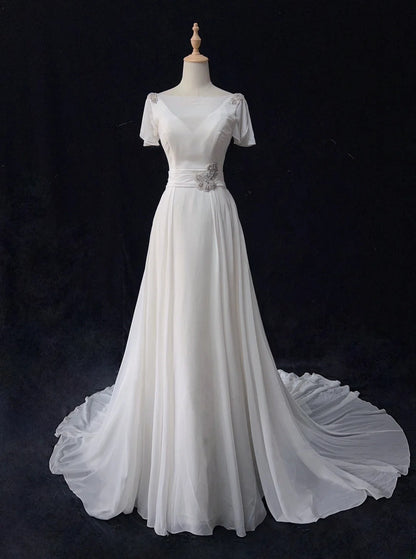 Elegant Prom Dress A Line Crew Neck Pleated Gala Dress Evening Dress   D2899