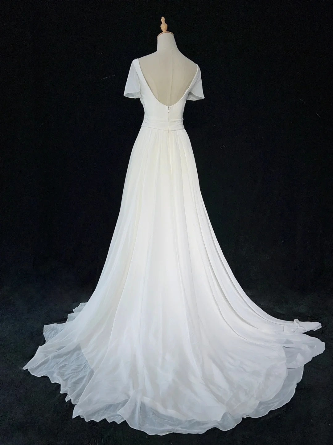 Elegant Prom Dress A Line Crew Neck Pleated Gala Dress Evening Dress   D2899