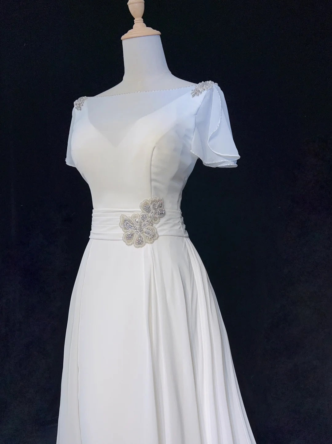 Elegant Prom Dress A Line Crew Neck Pleated Gala Dress Evening Dress   D2899