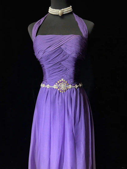 Elegant Prom Dress Halter Gradient Pleated Evening Dress Gala Dress Party Dress   D2910