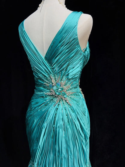 Stunning Prom Dresses V-neck Pleated Mermaid Evening Dress Gala Dress   D2916
