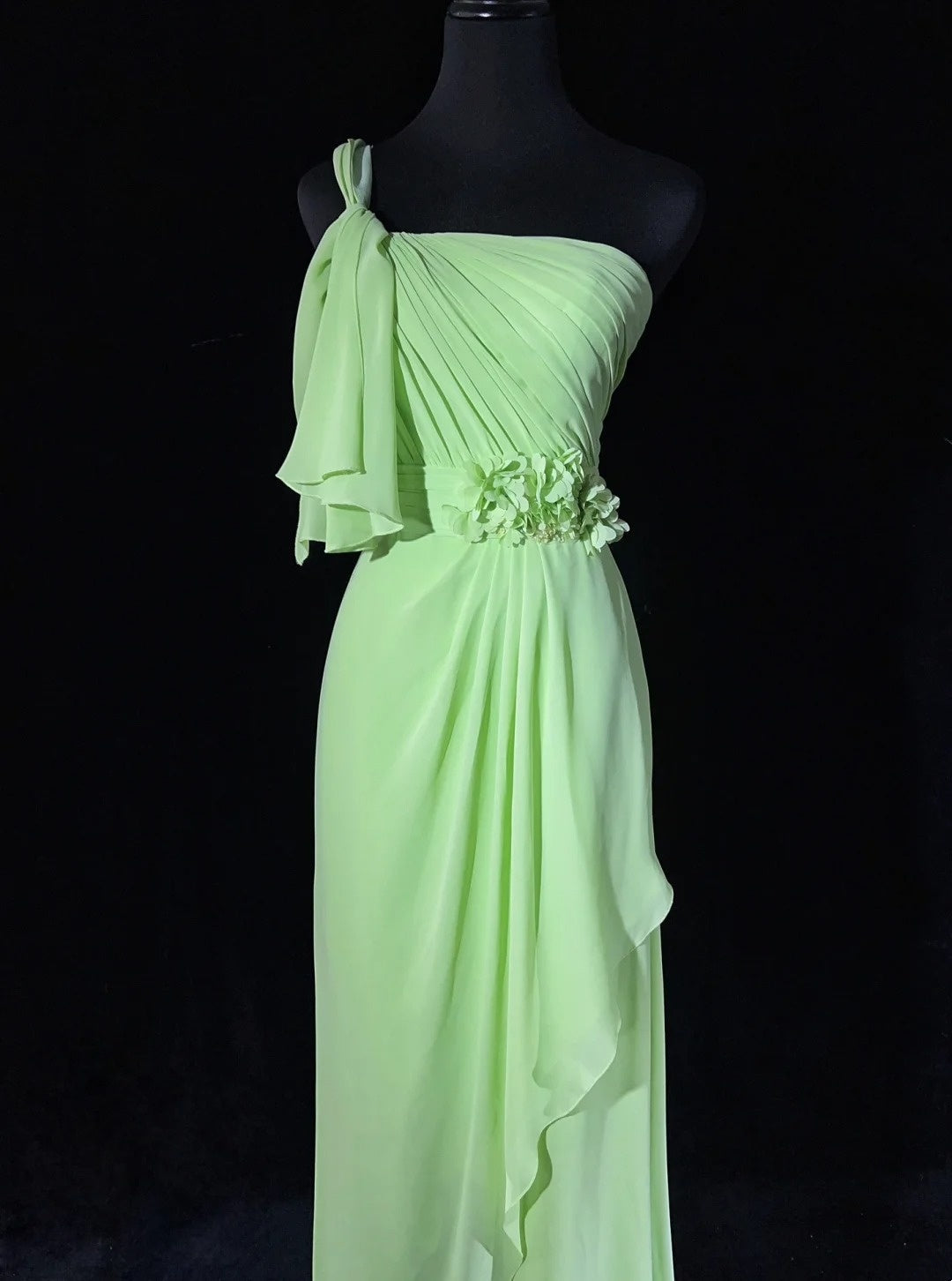 Elegant Prom Dresses One Shoulder Pleated Slit Evening Dress Gala Dress   D2917