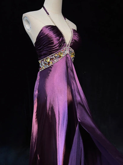 Gorgeous Prom Dresses Halter Crystal Pleated Evening Dress Gala Dress   D2919