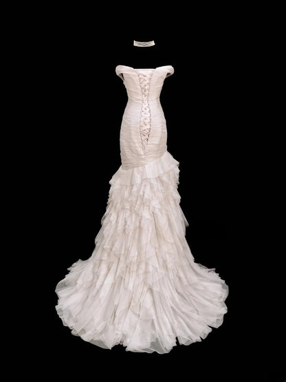 Elegant Prom Dress Off Shoulder Pleated Mermaid Evening Dress Gala Dress  D2830