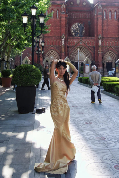 Elegant Prom Dress One Shoulder Pleated Mermaid Gala Dress Evening Dress   D2831