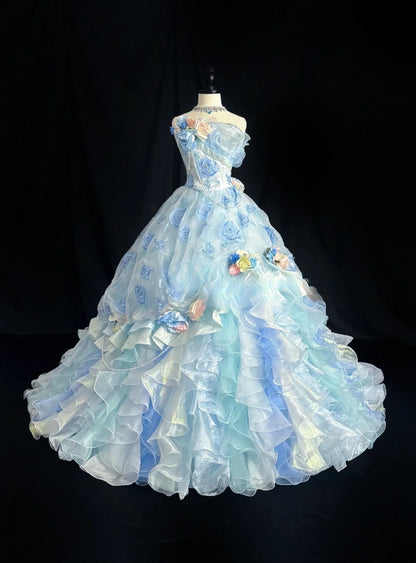 Stunning Prom Dress Strapless Ruffle Ball Gown 16th Dress Evening Dress  D2843