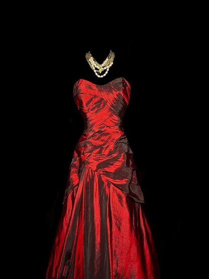 Stunning Prom Dress A Line Red Sweetheart Pleated Gala Dress Evening Dress Party Dress    D2953
