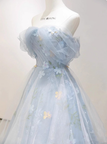 Beauty Prom Dress Off Shoulder Floral Tulle Gala Dress Evening Dress Party Dress D2980