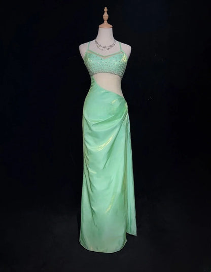 Beauty Prom Dress Light Green Spaghetti Straps Gala Dress Evening Dresses Party Dress D2994