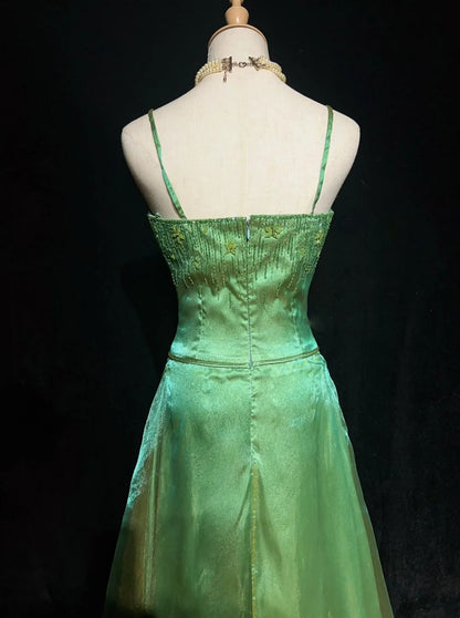 Gorgeous Prom Dress A Line Green Spaghetti Straps Gala Dress Evening Dresses D2995