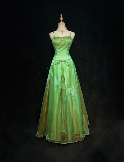 Gorgeous Prom Dress A Line Green Spaghetti Straps Gala Dress Evening Dresses D2995
