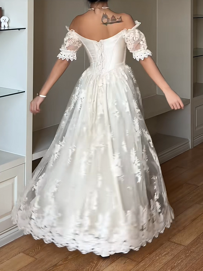 Elegant Prom Dress A Line Off Shoulder Lace Evening Dress Gala Dress D3000