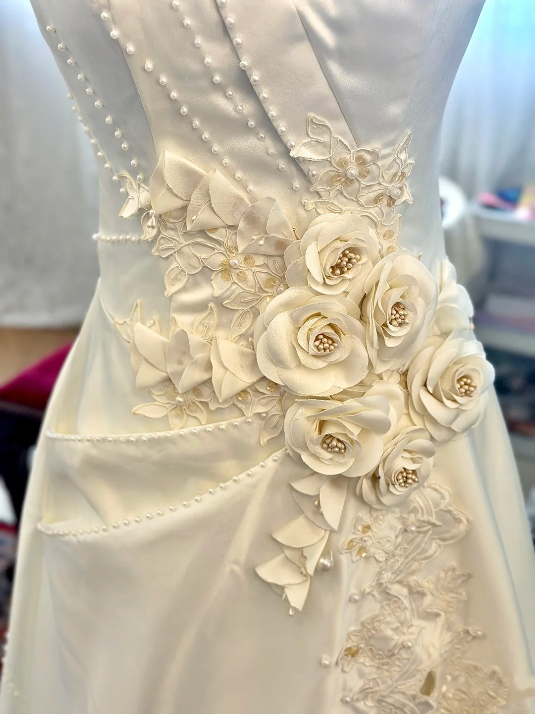 Elegant Prom Dress A Line V-neck Flower Evening Dress Gala Dress    D3024