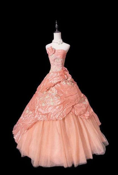 Sweet Prom Dress Strapless Pleated Evening Dress Quinceanera Dress Ball Gown    D3070