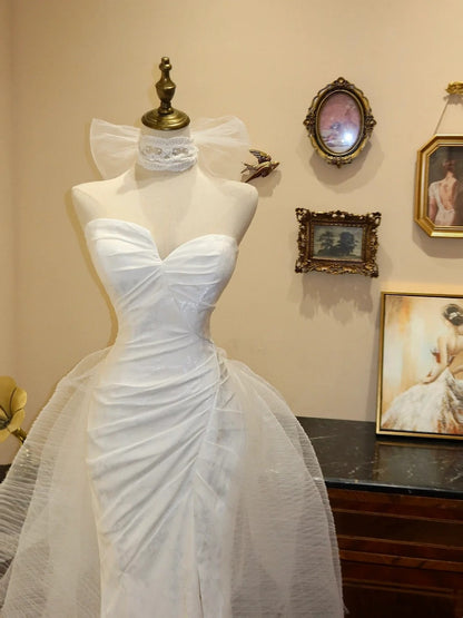 Elegant Prom Dress Asymmetrical Neck Pleated Mermaid Evening Dress Gala Dress    D3071