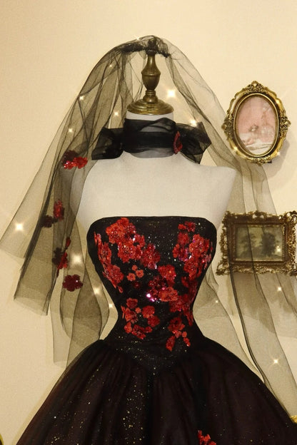 Gorgeous Prom Dress Strapless Flower Ball Gown Evening Dress Birthday Party Dress  D3085