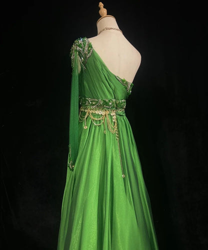 Gorgeous Prom Dress Green A Line One Shoulder Birthday Party Dress Evening Dress   D3092
