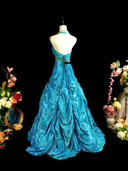 Stunning Prom Dress A Line Halter Pleated Evening Dress Gala Dress Birthday Party Dress   D3114
