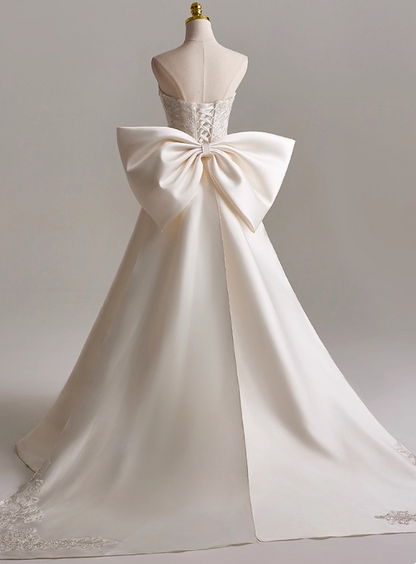 Beauty A Line Strapless Bowknot Wedding Dress D3135