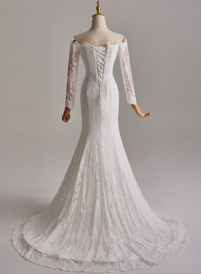 Stunning Strapless Long Sleeve Mermaid Wedding Dress D3161
