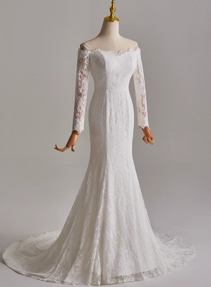 Stunning Strapless Long Sleeve Mermaid Wedding Dress D3161